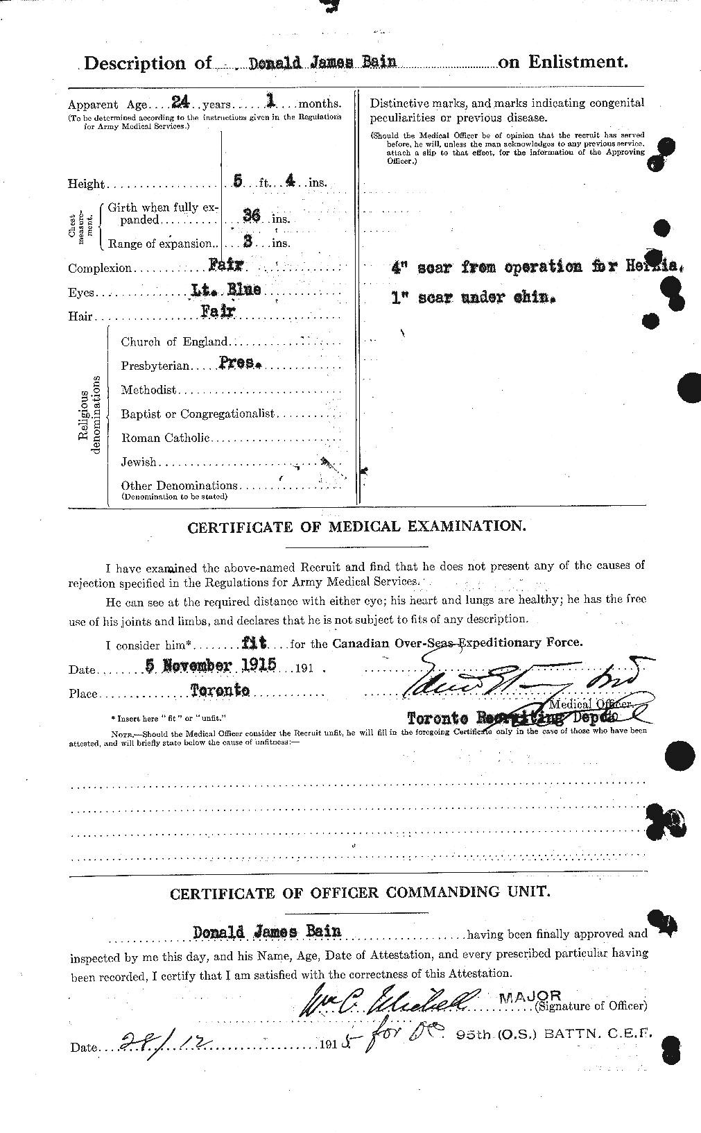 Dossiers du Personnel de la Première Guerre mondiale - CEC 226145b