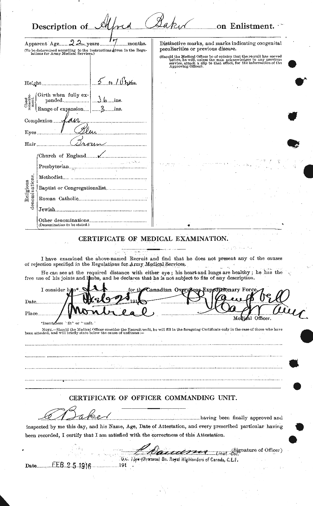 Dossiers du Personnel de la Première Guerre mondiale - CEC 226449b