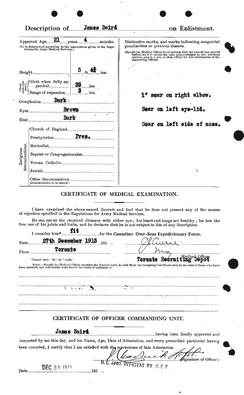 Dossiers du Personnel de la Première Guerre mondiale - CEC 226647b