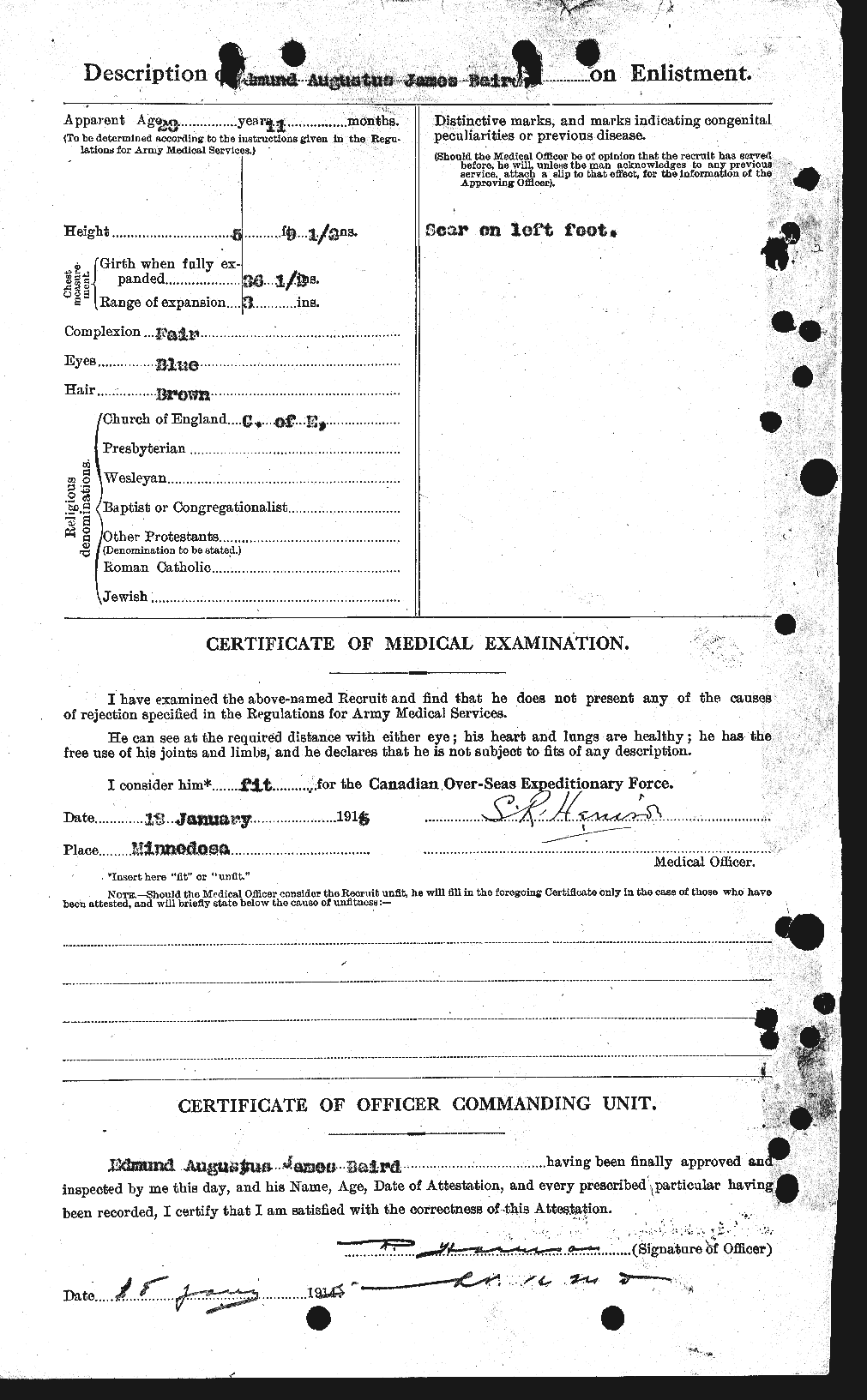 Dossiers du Personnel de la Première Guerre mondiale - CEC 226690b