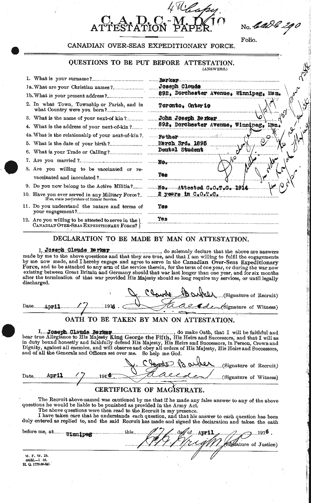 Personnel Records of the First World War - CEF 227003a