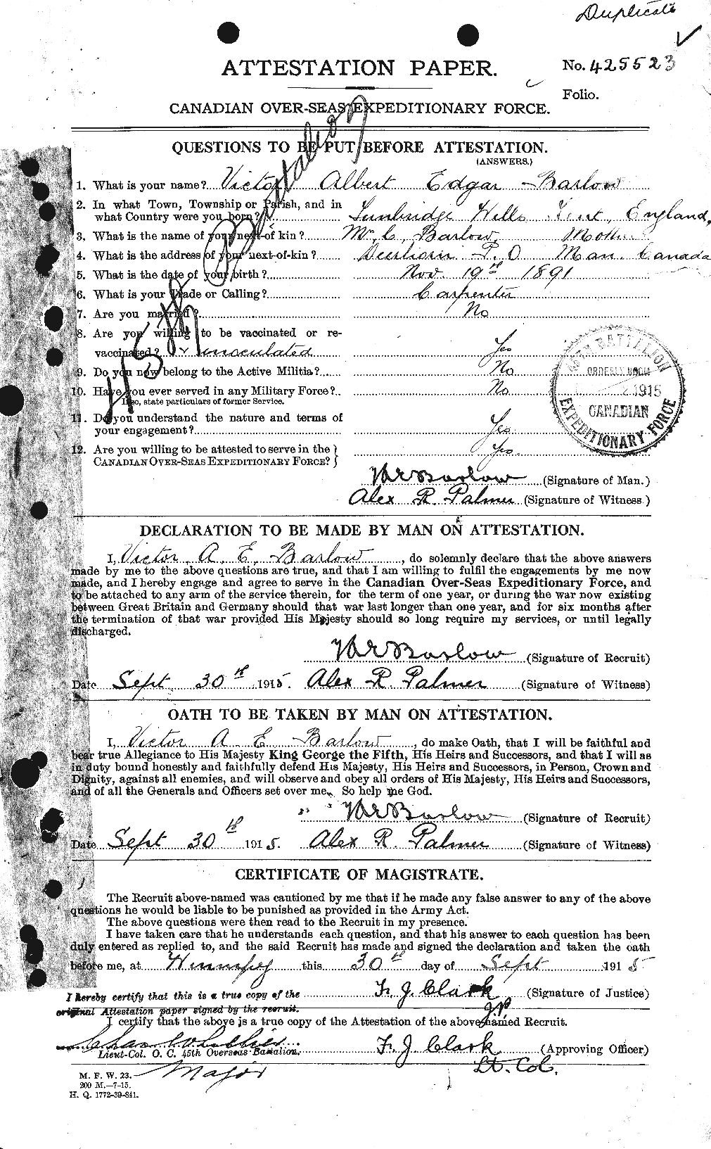 Personnel Records of the First World War - CEF 227087a