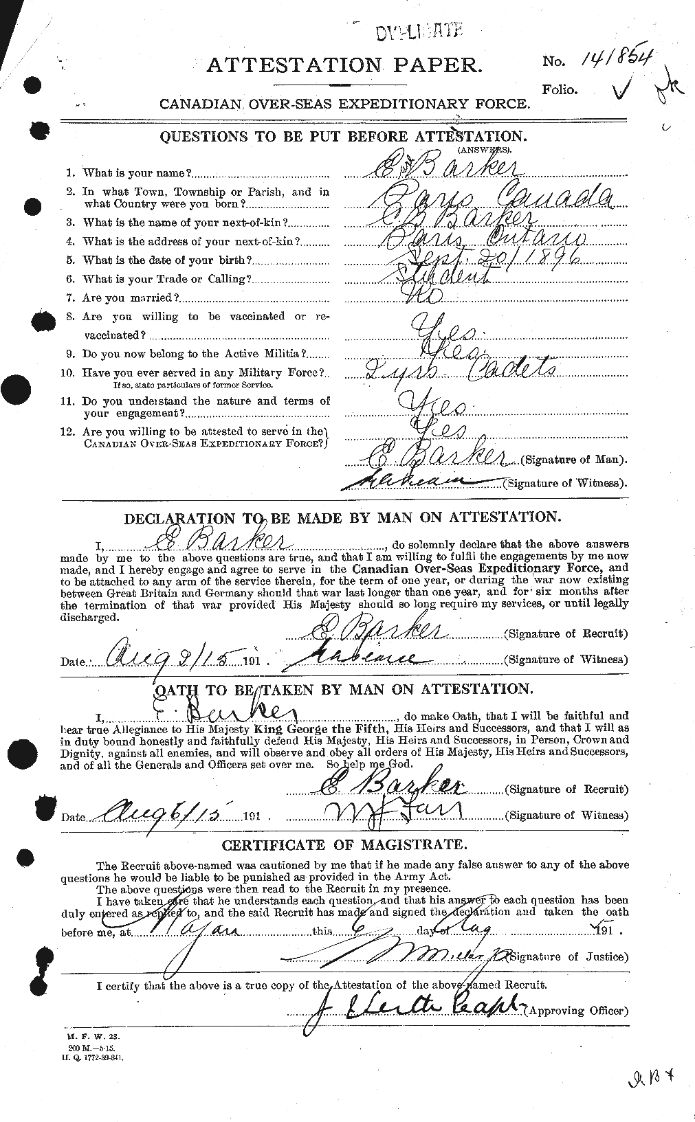 Personnel Records of the First World War - CEF 227598a