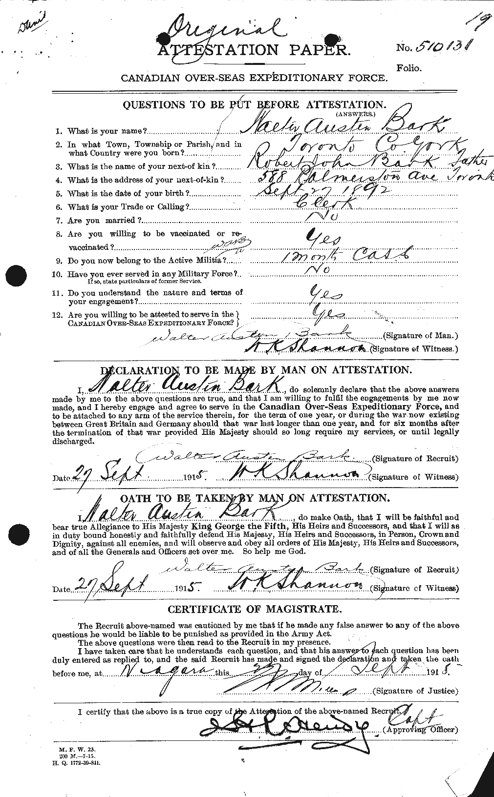 Personnel Records of the First World War - CEF 227665a
