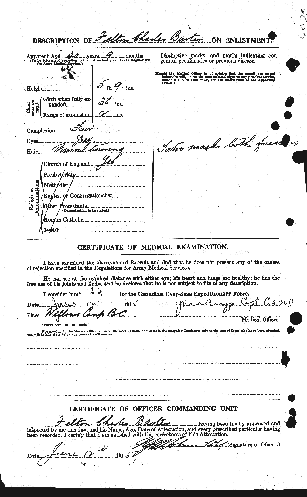 Dossiers du Personnel de la Première Guerre mondiale - CEC 227696b