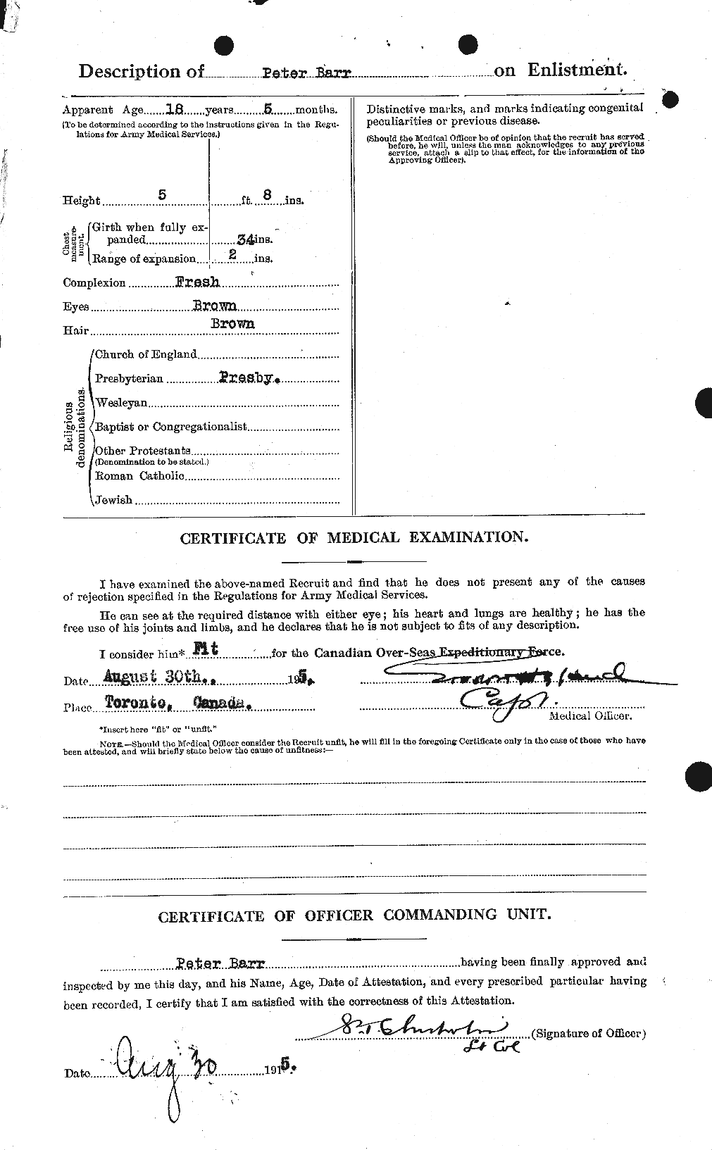 Dossiers du Personnel de la Première Guerre mondiale - CEC 227892b