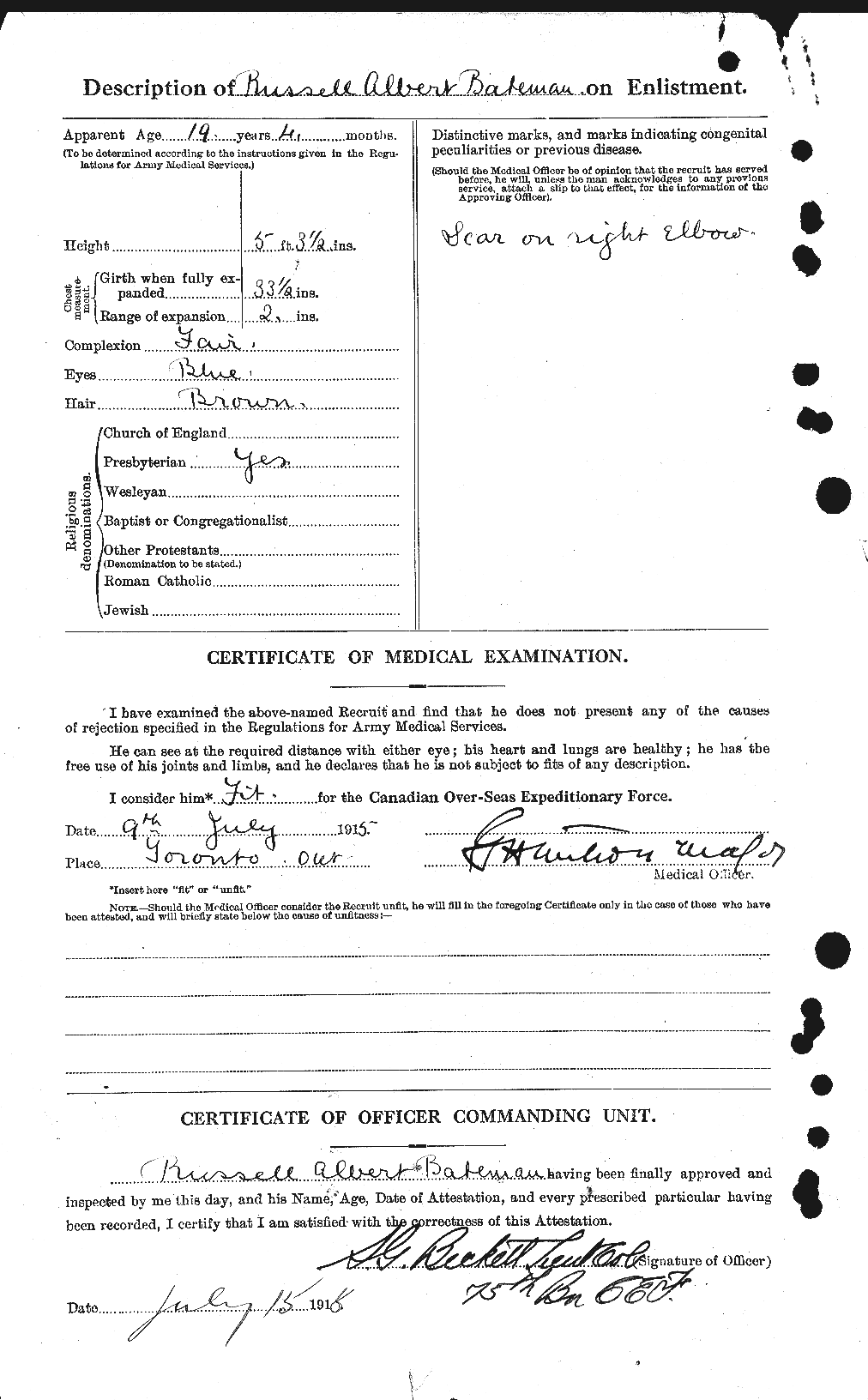 Dossiers du Personnel de la Première Guerre mondiale - CEC 227976b