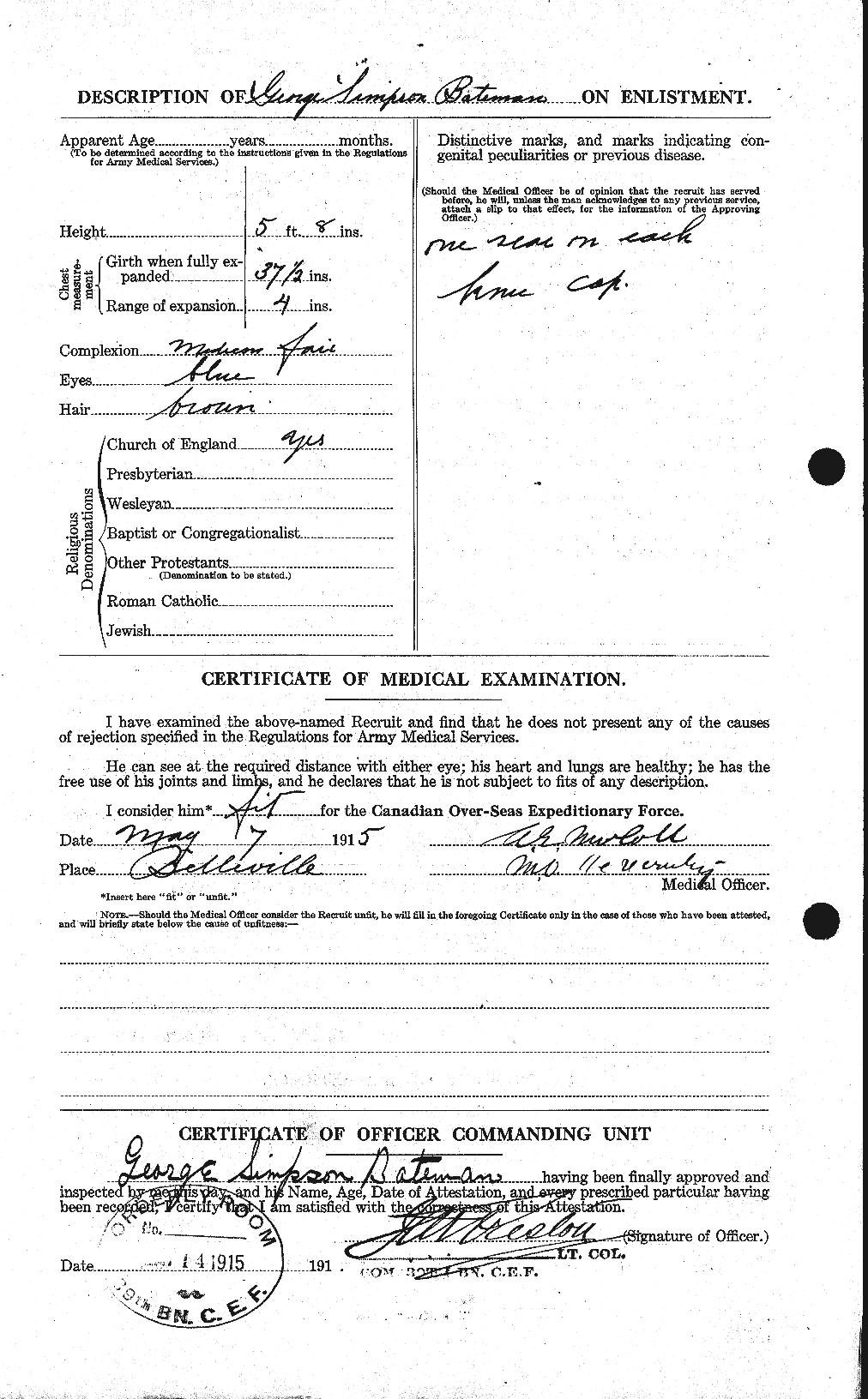 Dossiers du Personnel de la Première Guerre mondiale - CEC 228029b