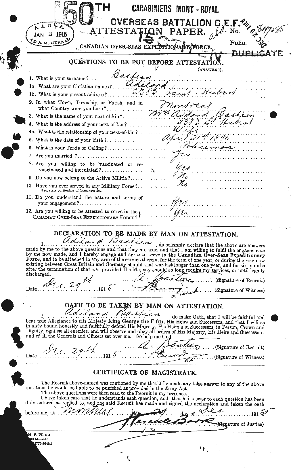 Personnel Records of the First World War - CEF 228250a