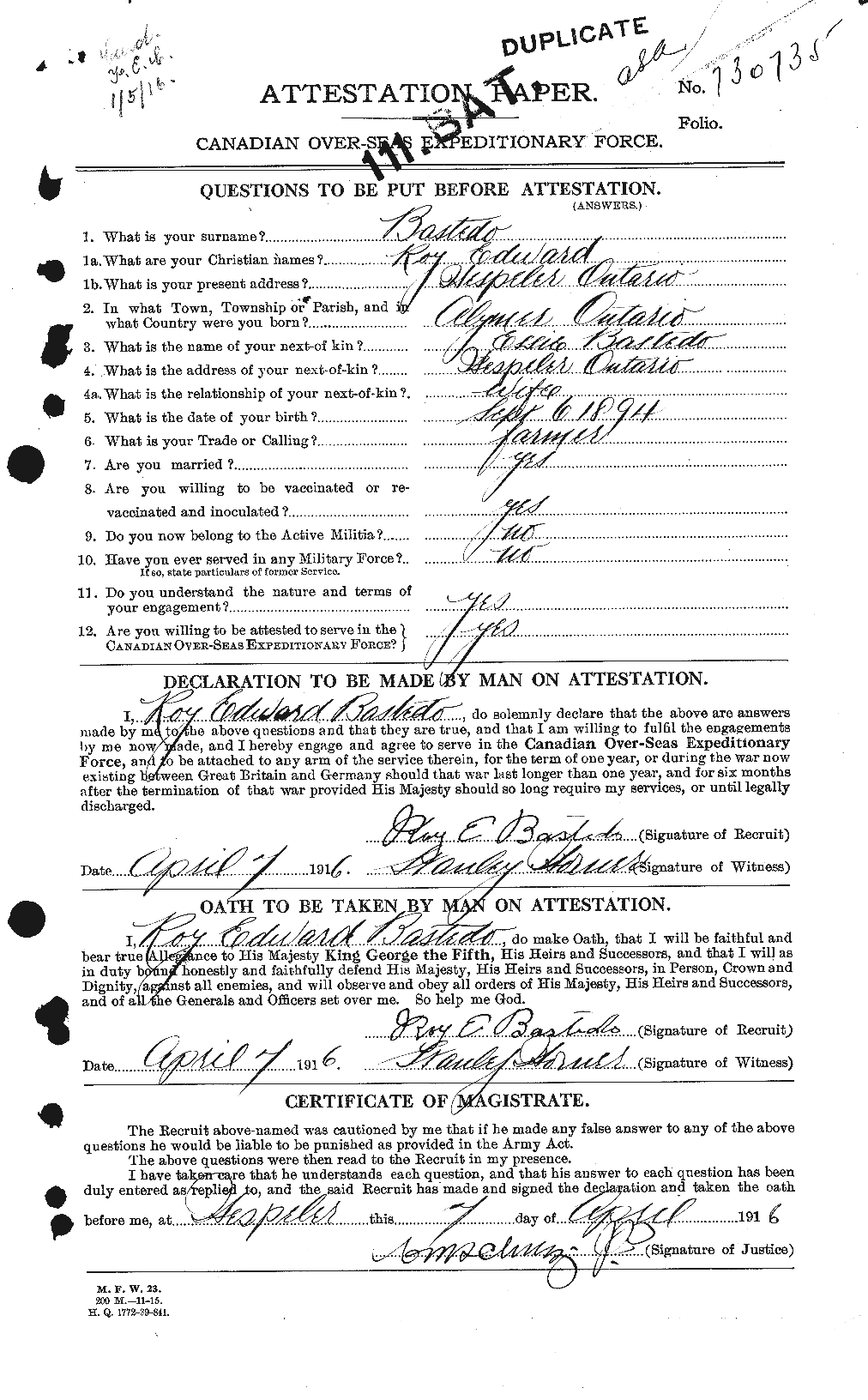 Personnel Records of the First World War - CEF 228264a