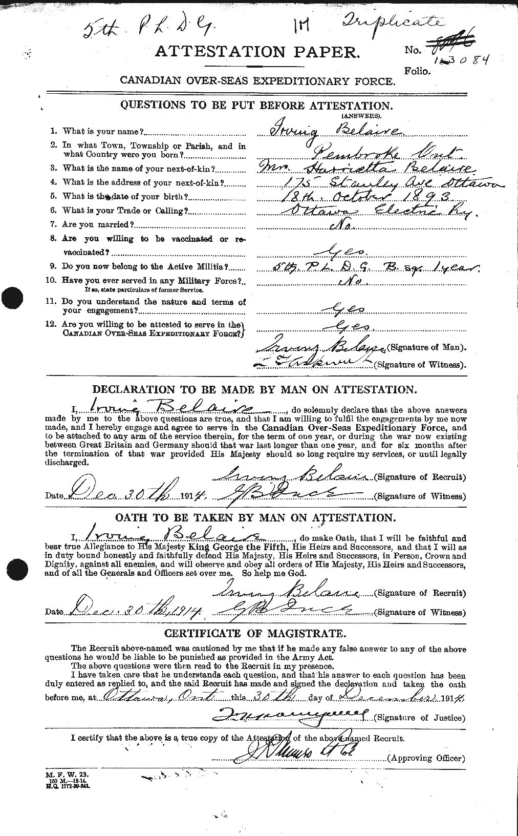 Personnel Records of the First World War - CEF 228445a