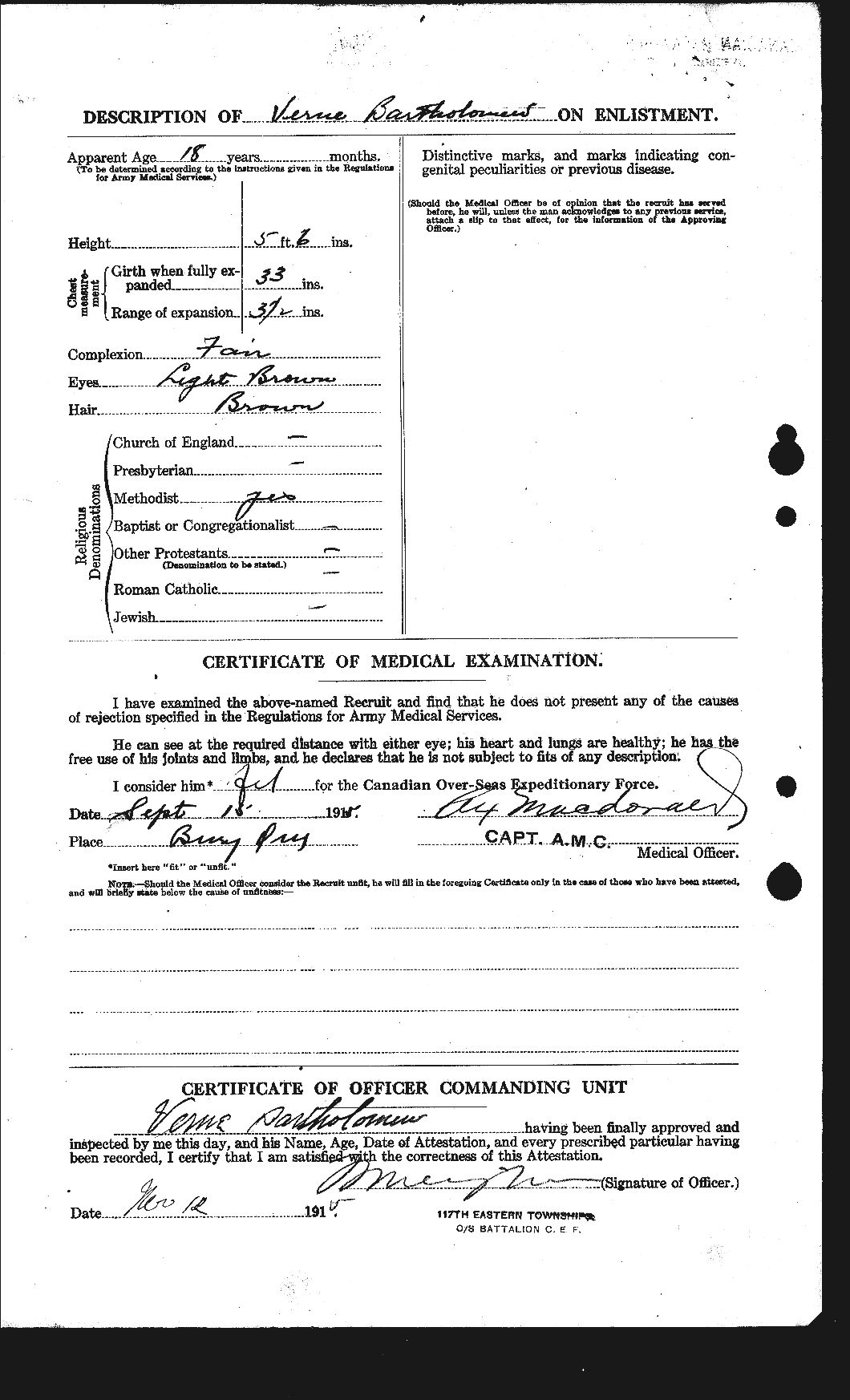 Dossiers du Personnel de la Première Guerre mondiale - CEC 229122b