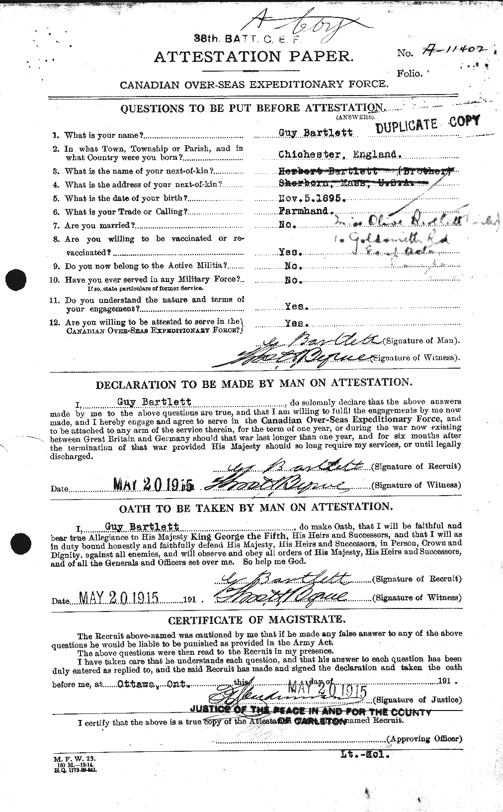 Personnel Records of the First World War - CEF 229250a