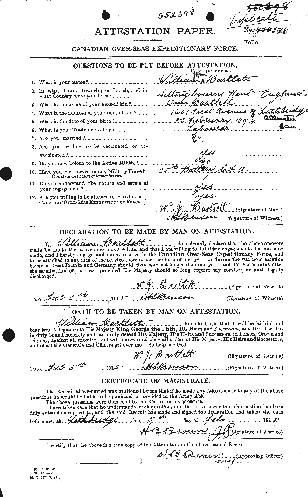 Personnel Records of the First World War - CEF 229357a