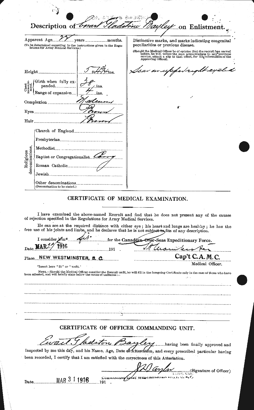 Dossiers du Personnel de la Première Guerre mondiale - CEC 229621b