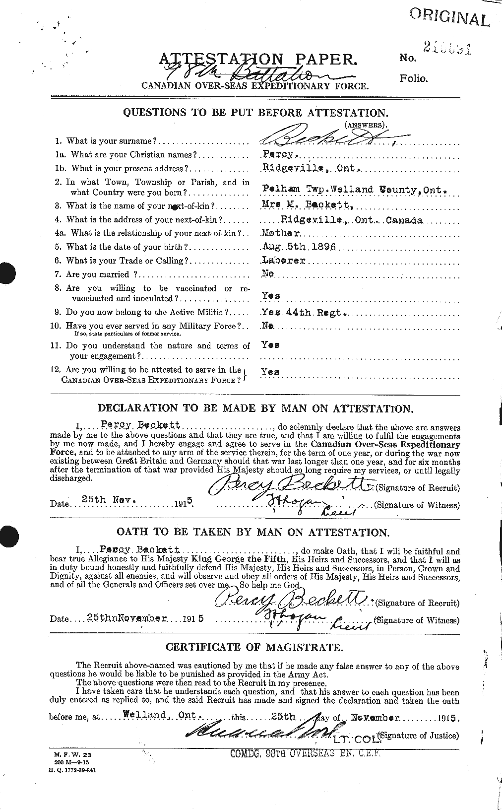 Personnel Records of the First World War - CEF 229960a