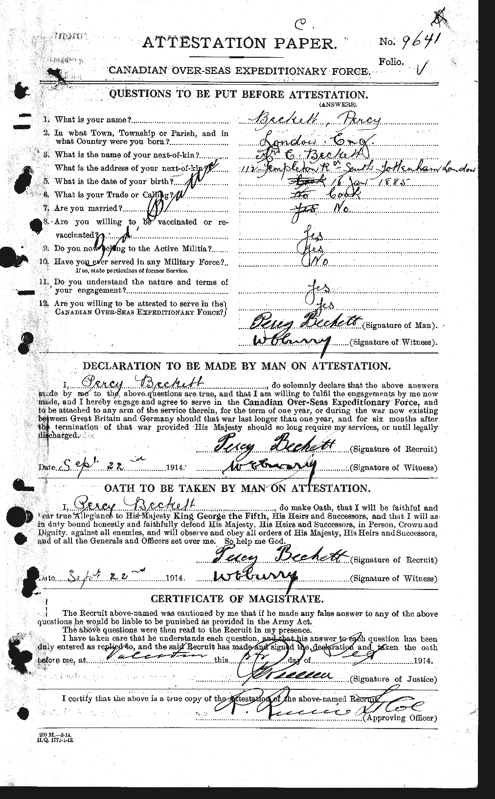 Personnel Records of the First World War - CEF 229961a
