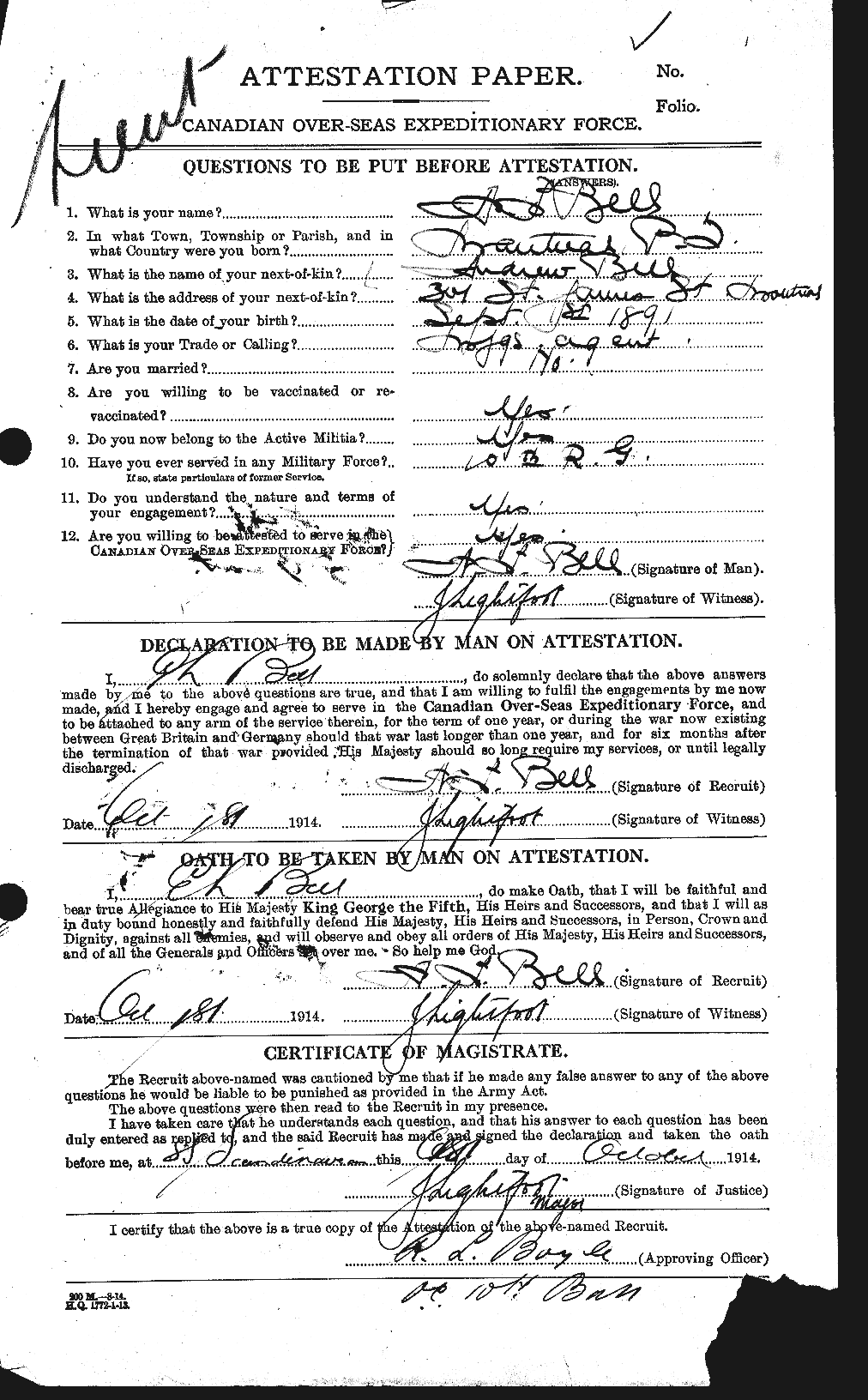 Personnel Records of the First World War - CEF 230096a
