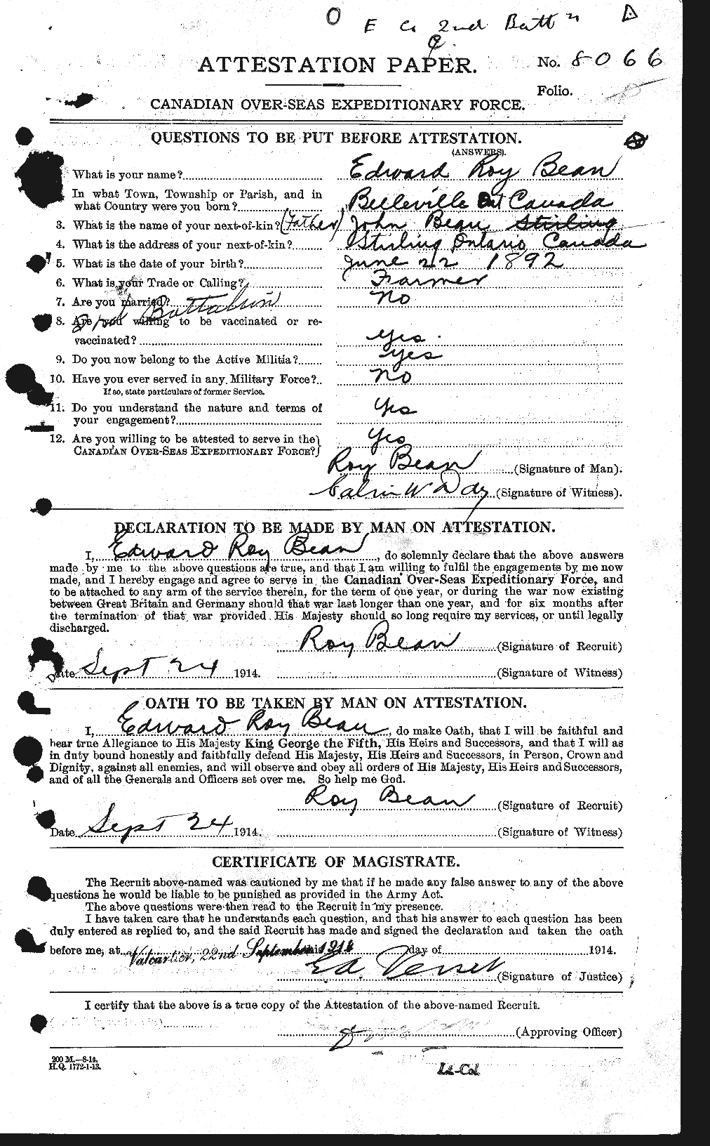 Personnel Records of the First World War - CEF 230169a