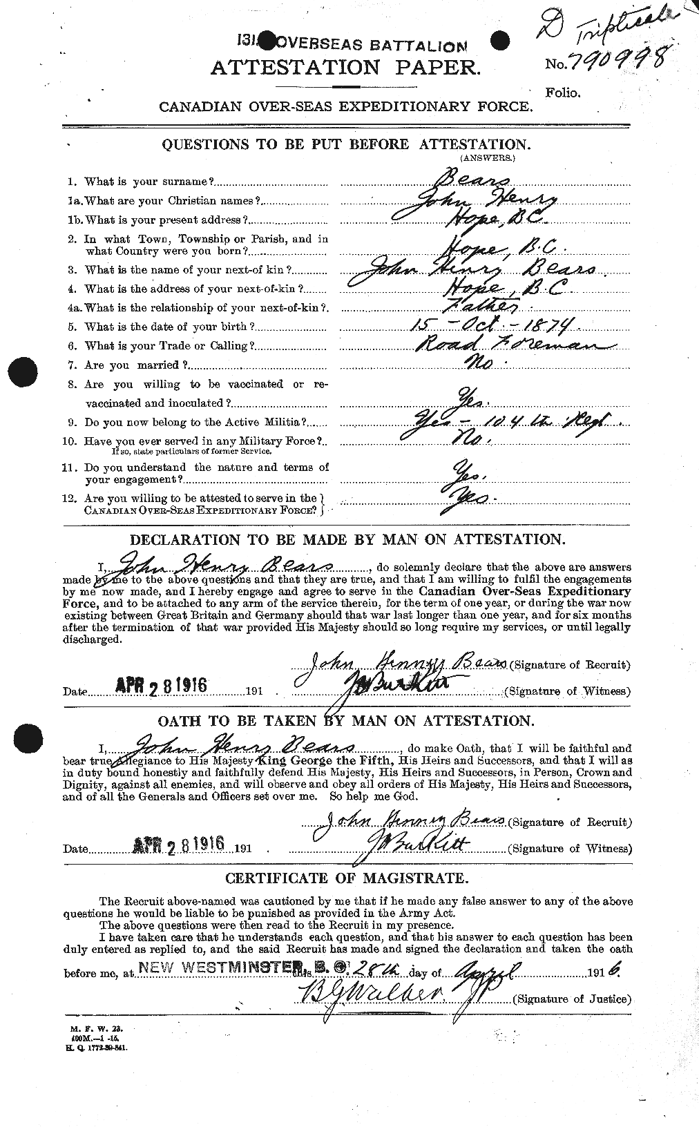 Personnel Records of the First World War - CEF 230388a