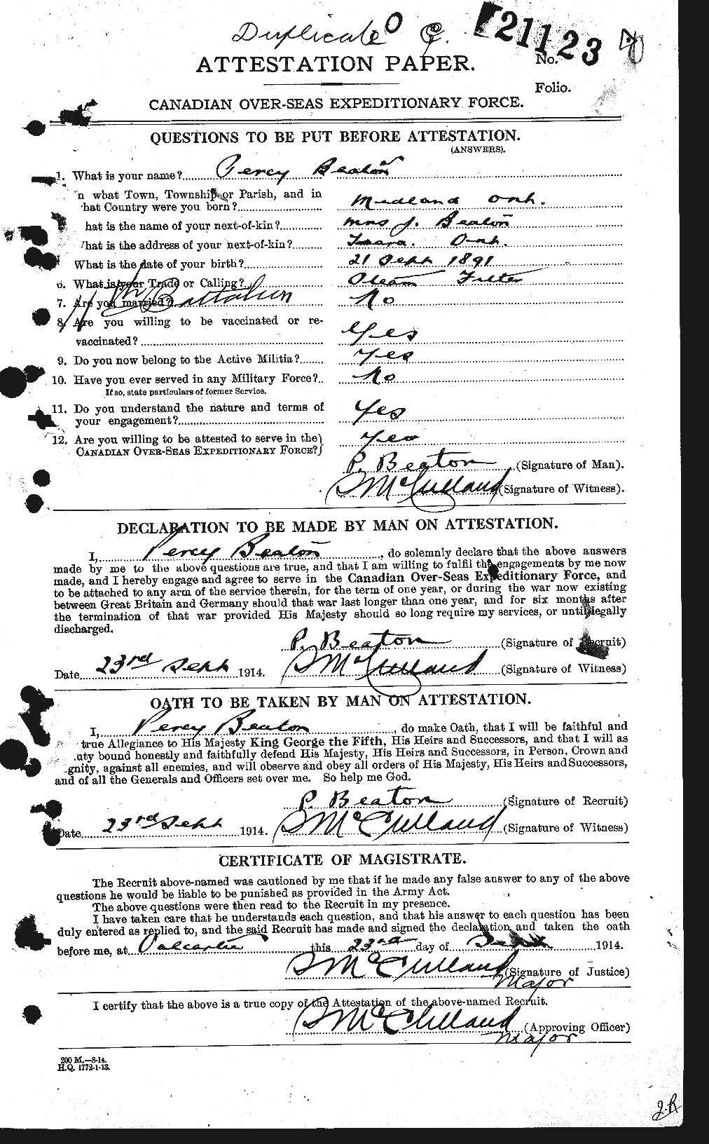 Personnel Records of the First World War - CEF 230577a