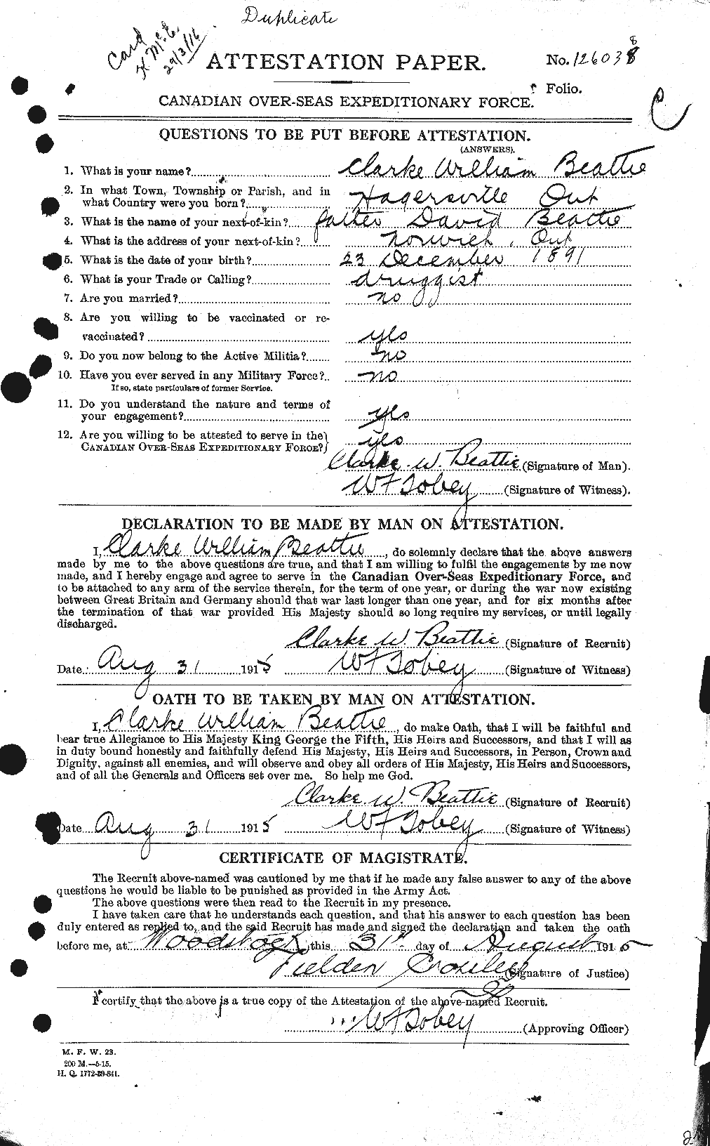 Personnel Records of the First World War - CEF 230665a