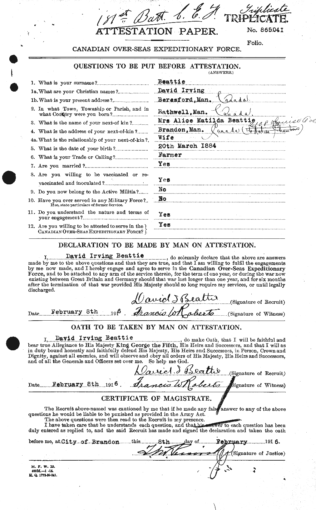 Personnel Records of the First World War - CEF 230668a