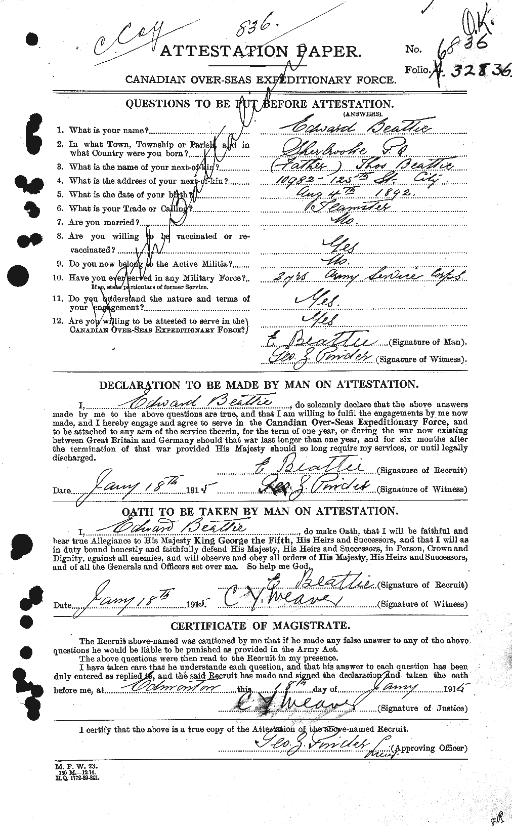 Personnel Records of the First World War - CEF 230673a