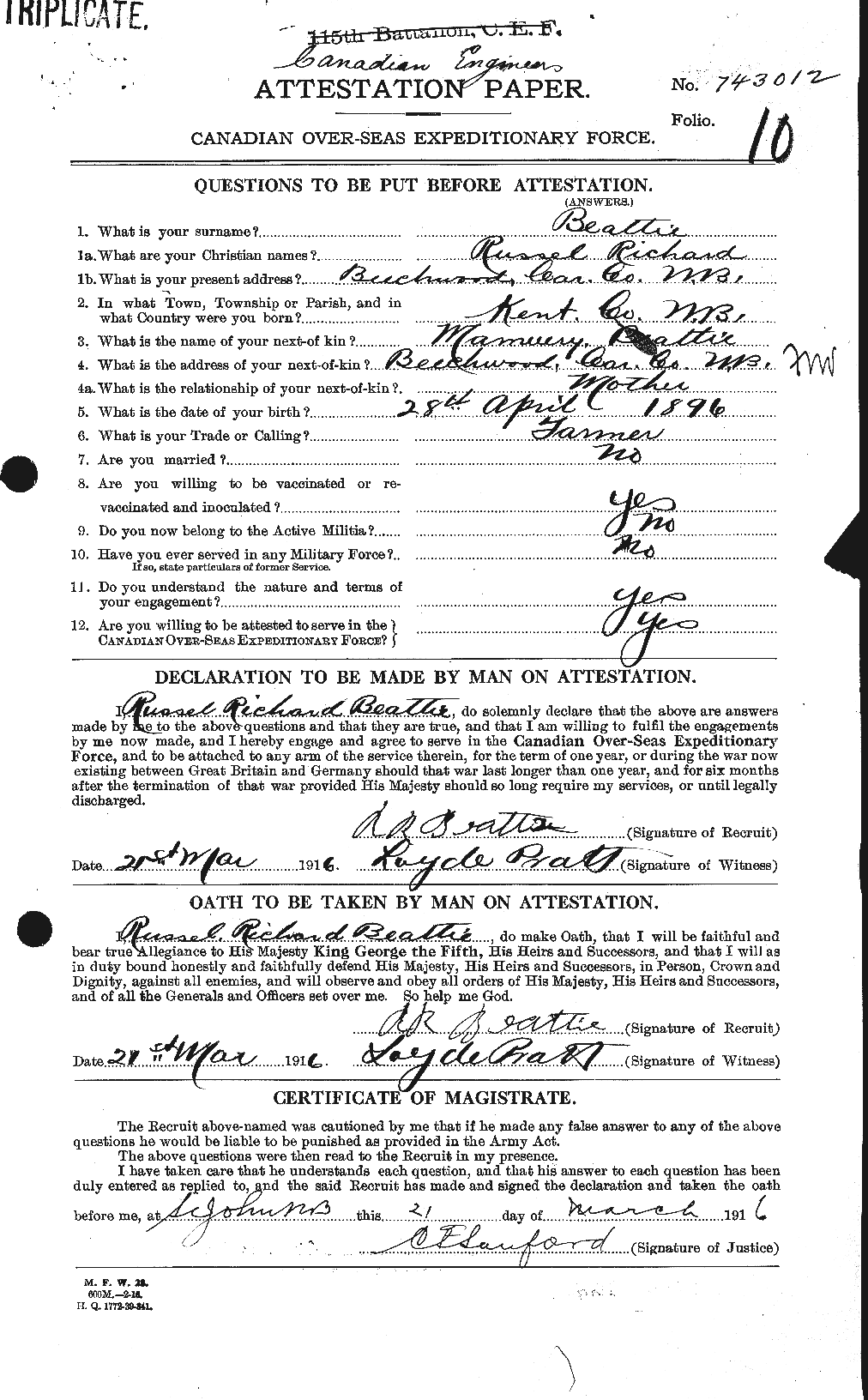 Personnel Records of the First World War - CEF 230797a