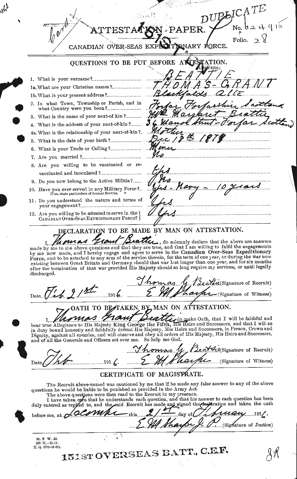 Personnel Records of the First World War - CEF 230806a