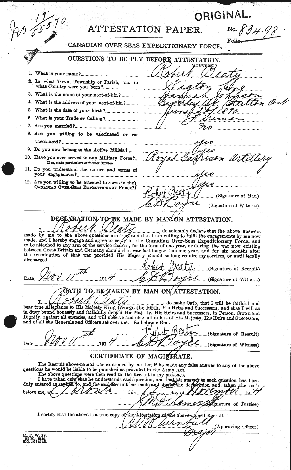 Personnel Records of the First World War - CEF 230890a