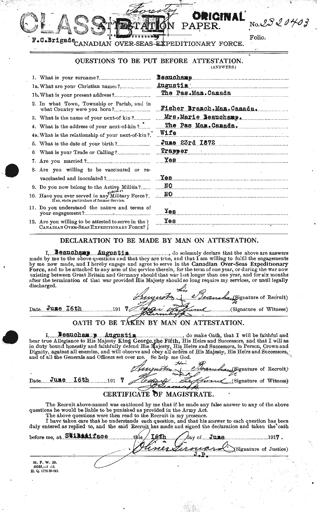 Personnel Records of the First World War - CEF 230945a