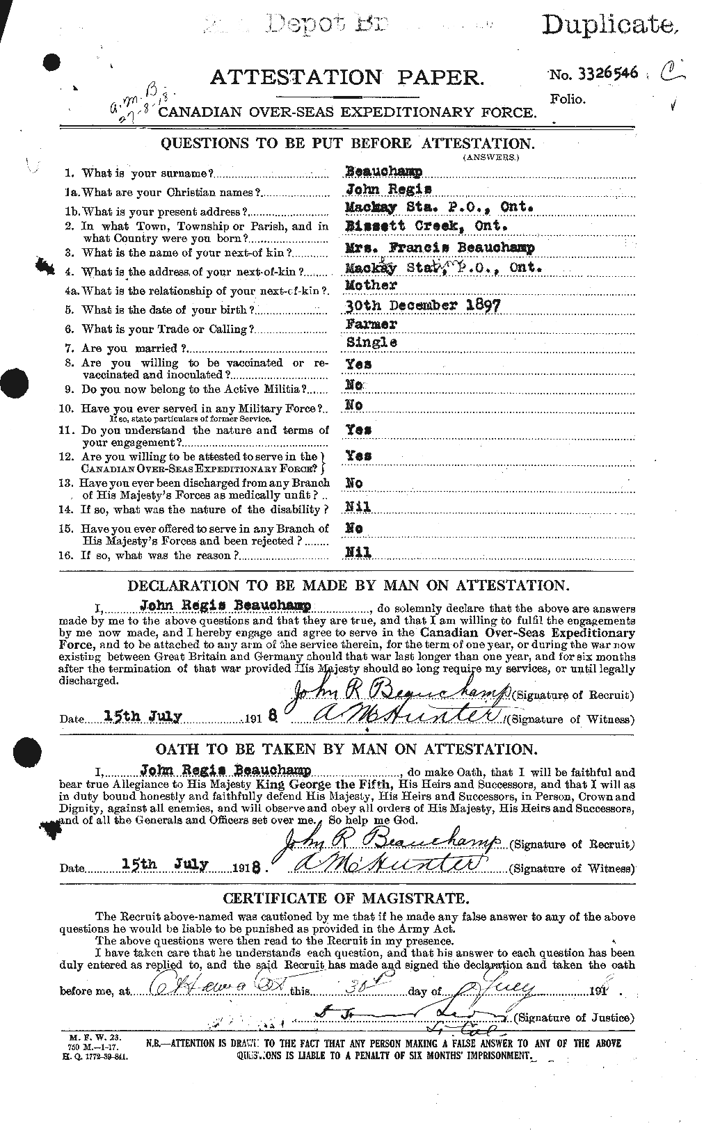 Personnel Records of the First World War - CEF 230986a