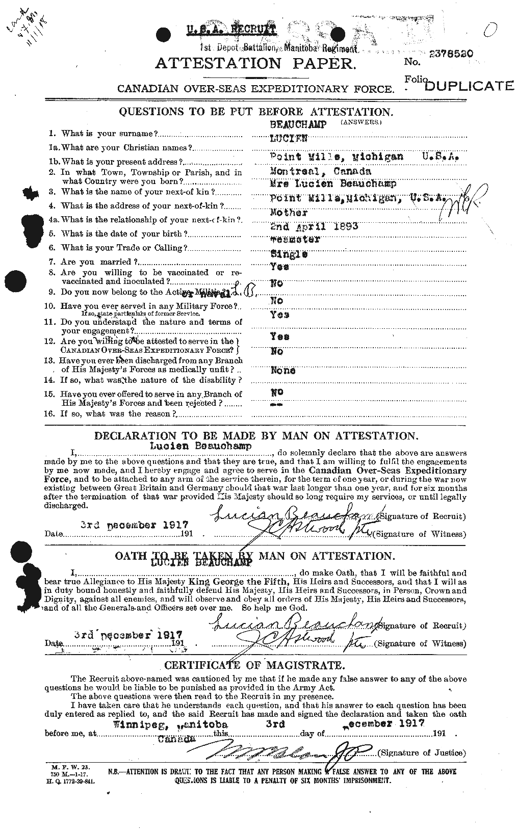 Personnel Records of the First World War - CEF 231004a