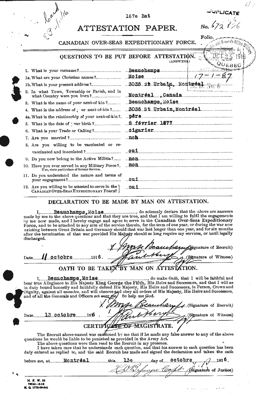 Personnel Records of the First World War - CEF 231010a