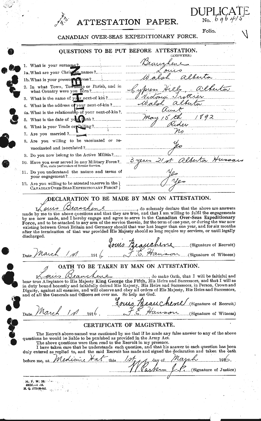 Personnel Records of the First World War - CEF 231074a