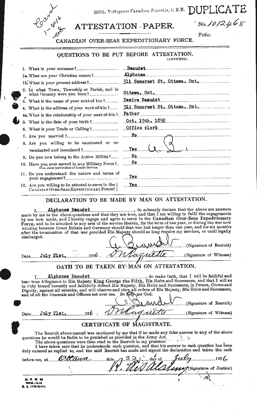 Personnel Records of the First World War - CEF 231100a