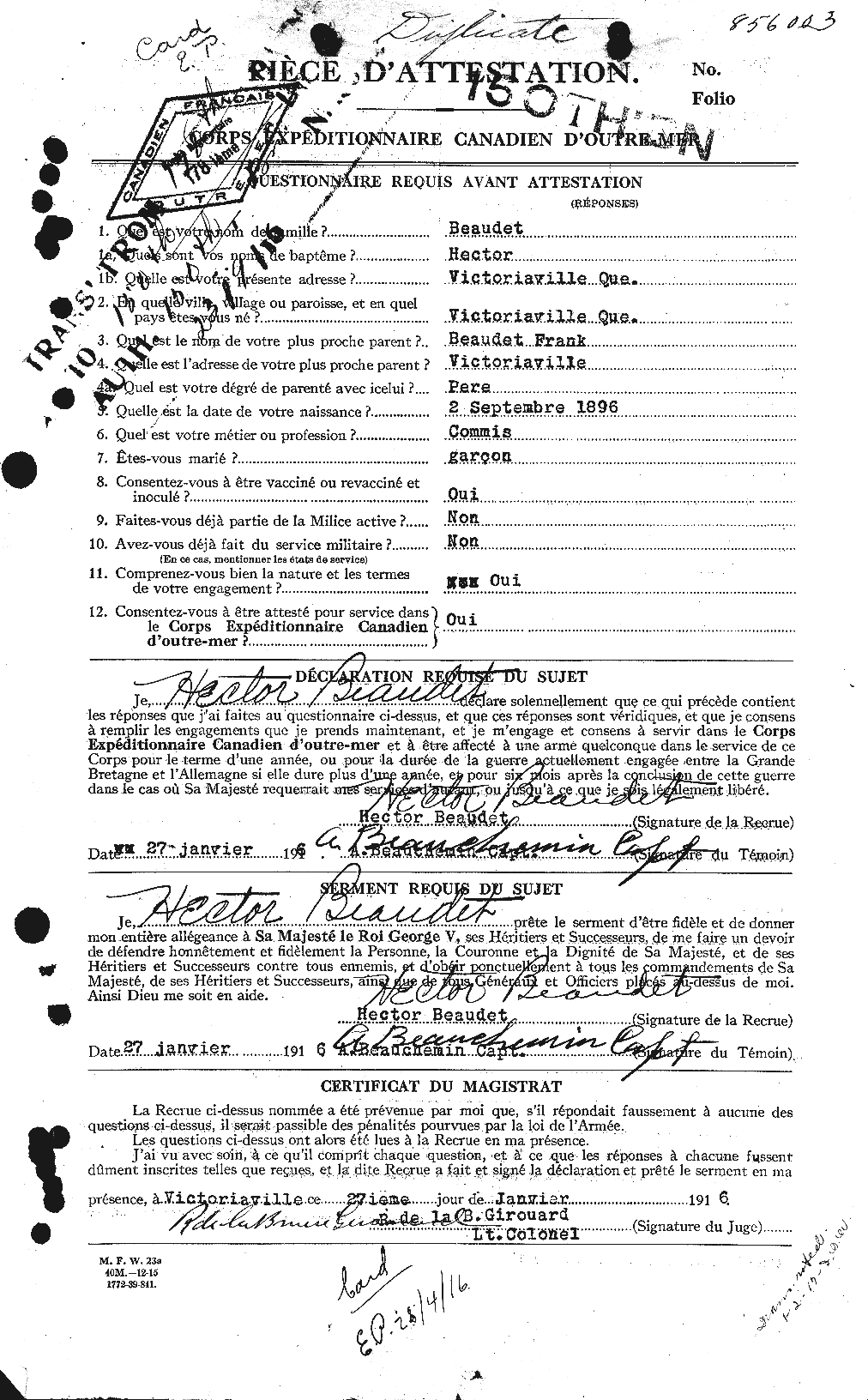 Personnel Records of the First World War - CEF 231112a