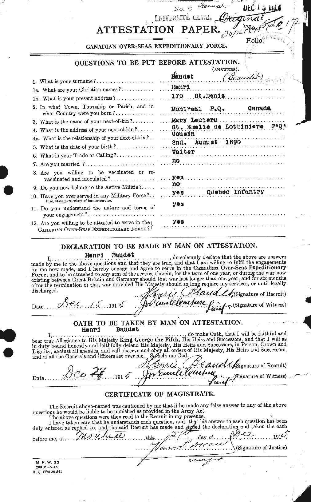 Personnel Records of the First World War - CEF 231113a