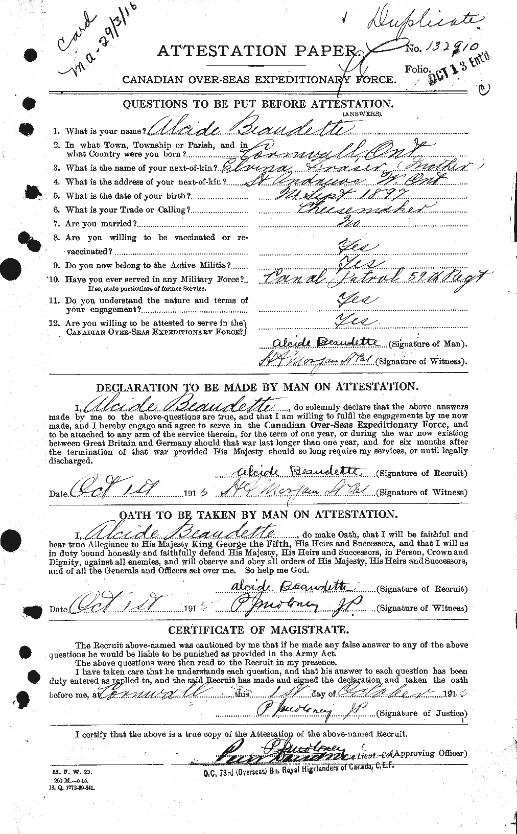 Personnel Records of the First World War - CEF 231131a