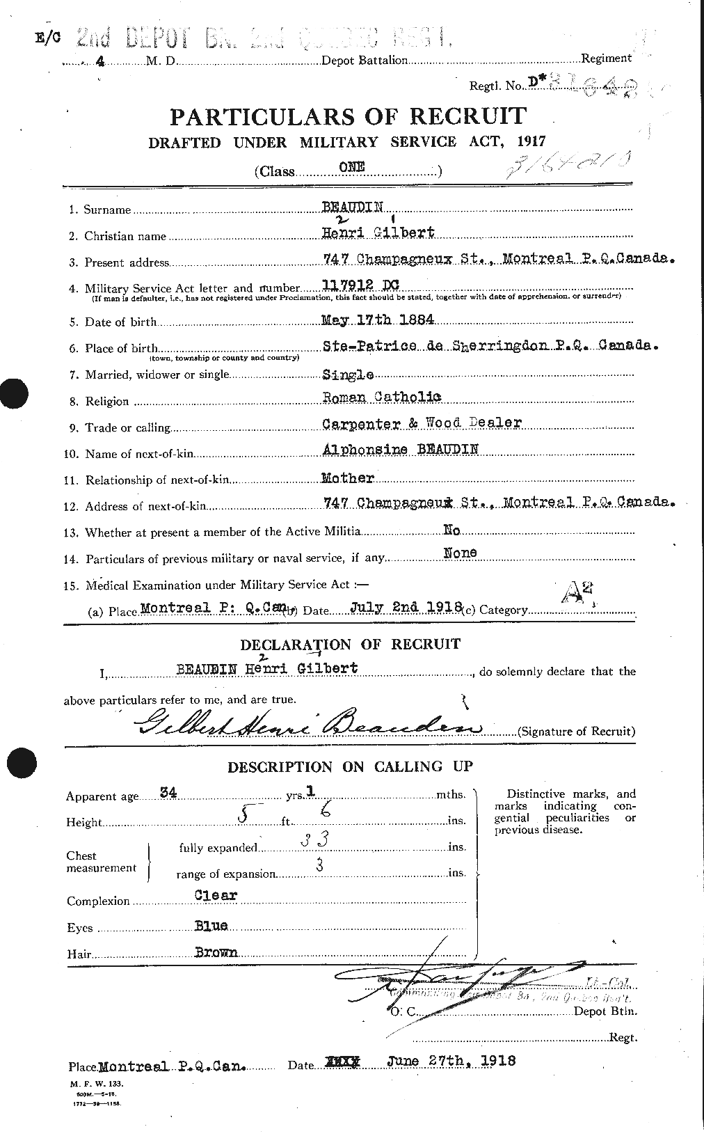 Personnel Records of the First World War - CEF 231166a