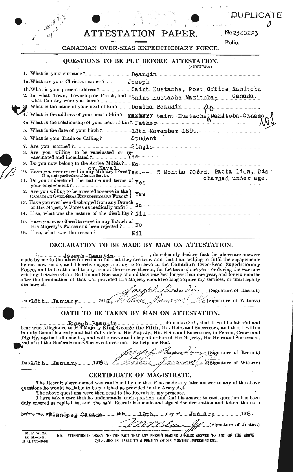 Personnel Records of the First World War - CEF 231174a