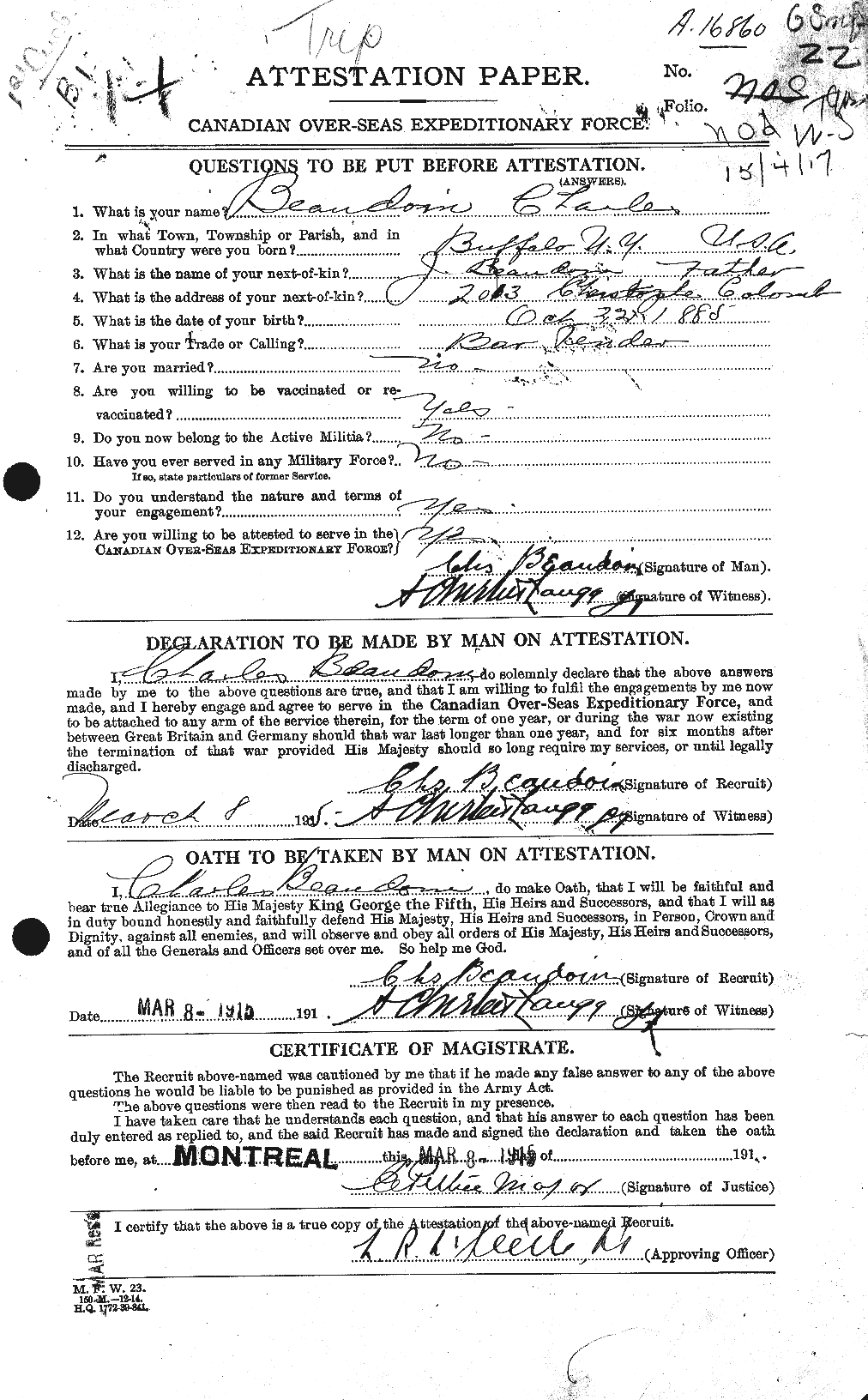 Personnel Records of the First World War - CEF 231218a
