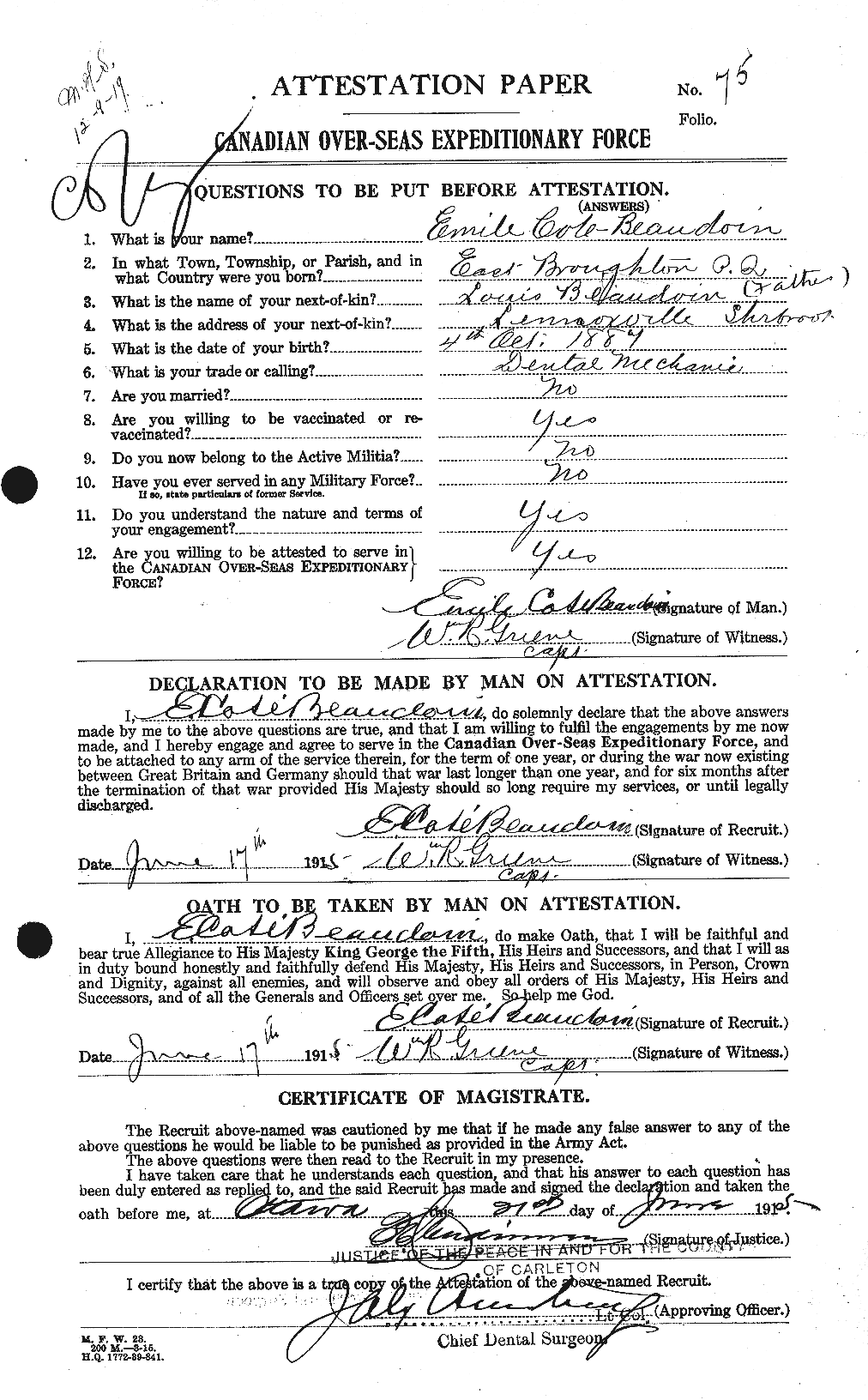 Personnel Records of the First World War - CEF 231227a