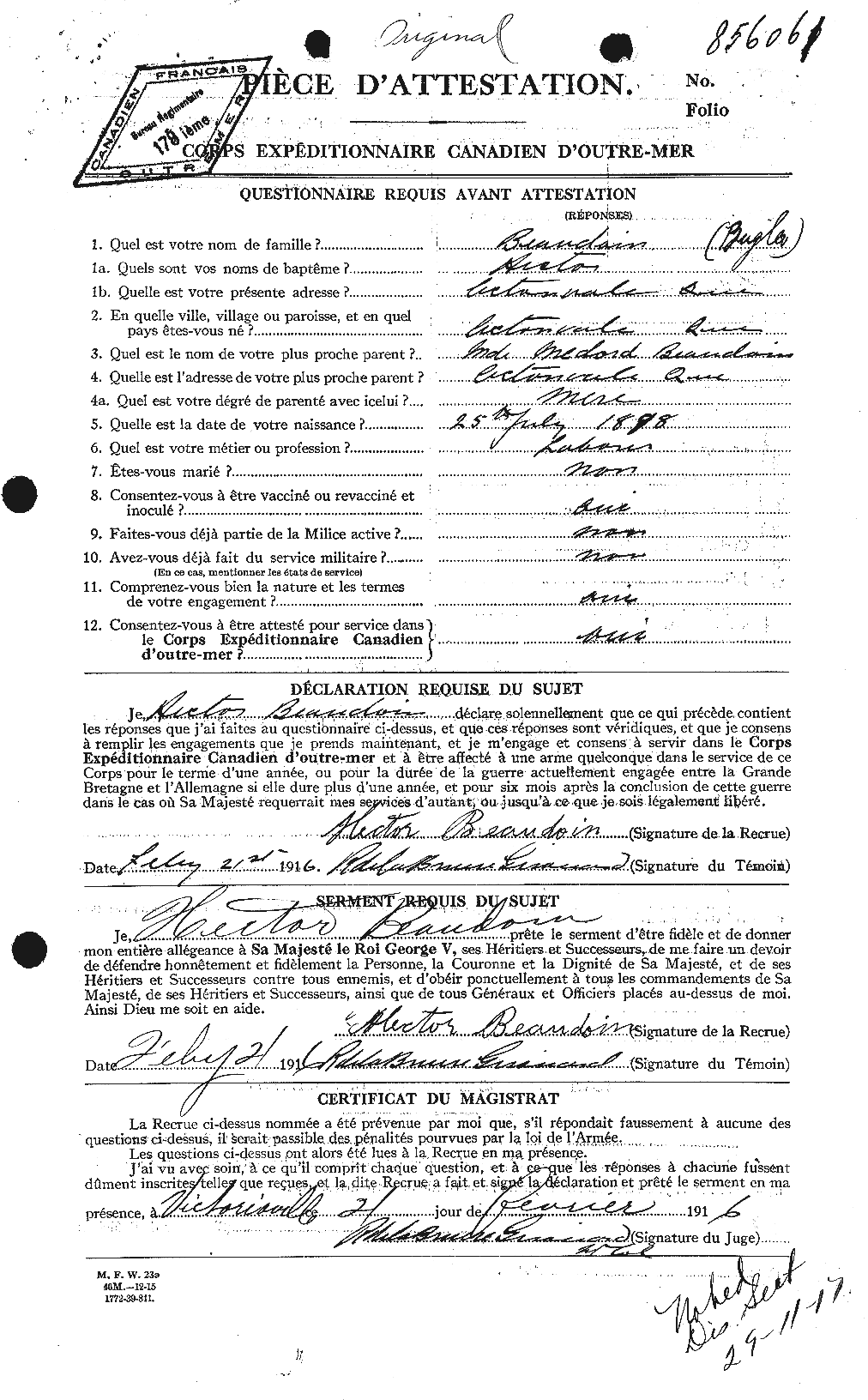 Personnel Records of the First World War - CEF 231238a