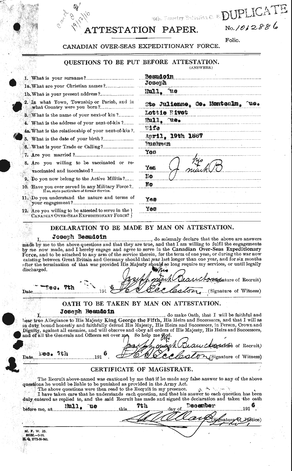Personnel Records of the First World War - CEF 231252a