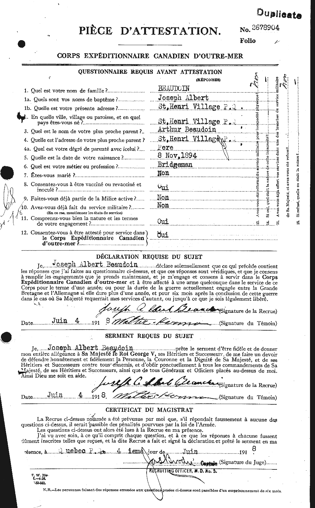Personnel Records of the First World War - CEF 231255a
