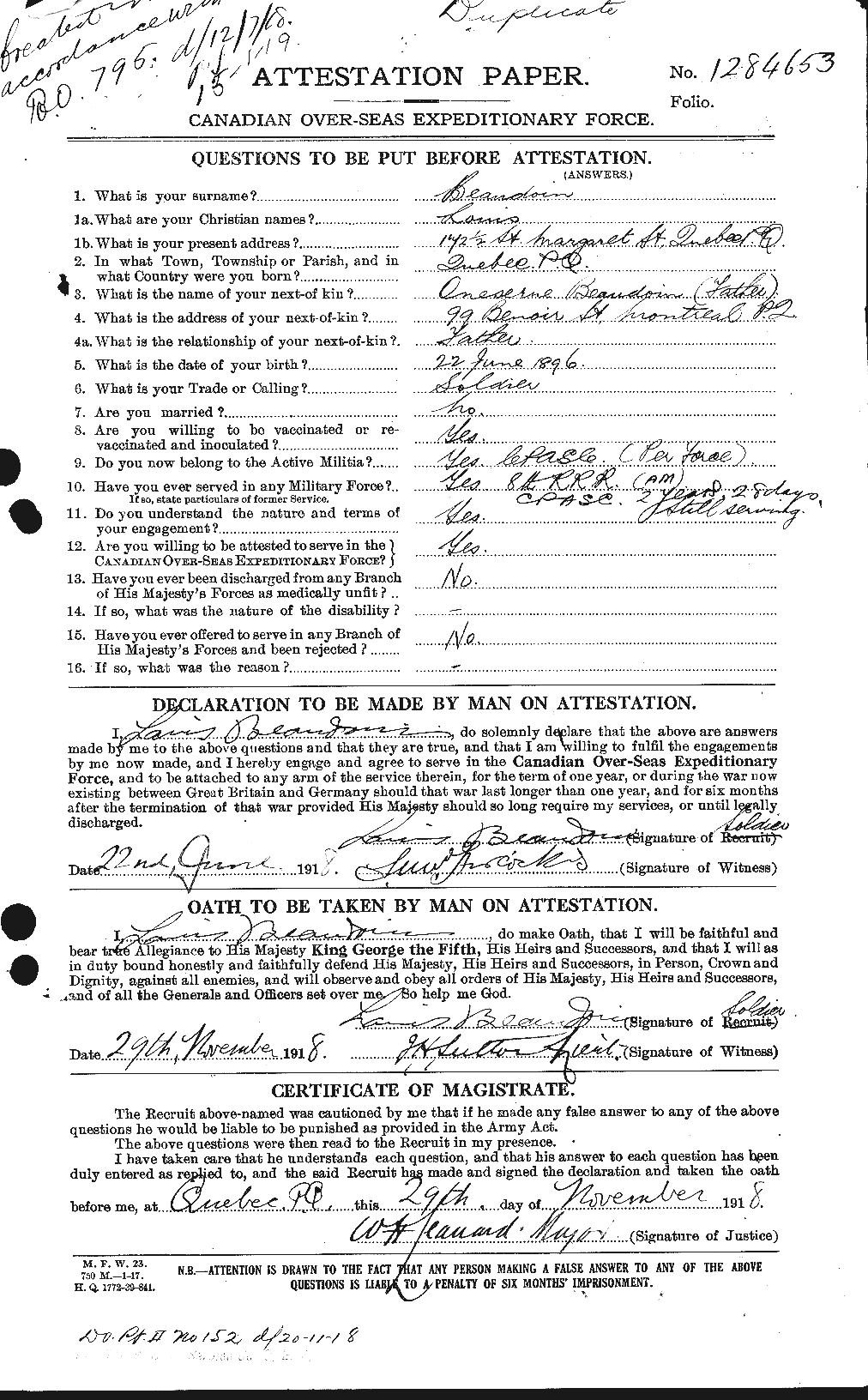 Personnel Records of the First World War - CEF 231271a