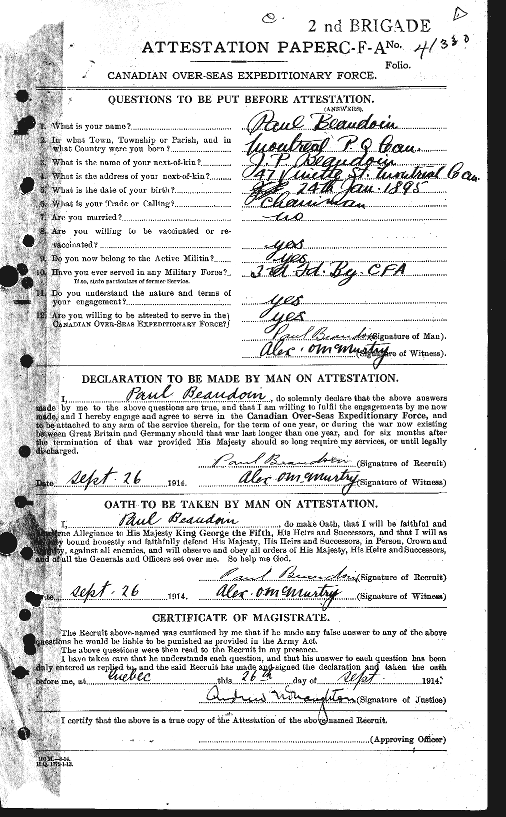 Personnel Records of the First World War - CEF 231284a