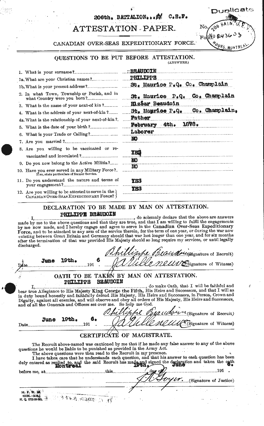 Personnel Records of the First World War - CEF 231288a